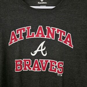 Atlanta Braves 3XLT GRAY  long Sleeve Tshirt Fanatics  Chest 58 Length 33